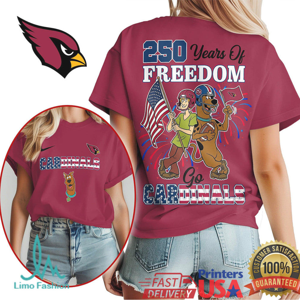 Arizona Cardinals 250 Years of Freedom T Shirt Patriotic Character Fan Apparel Cardinals T Shirt