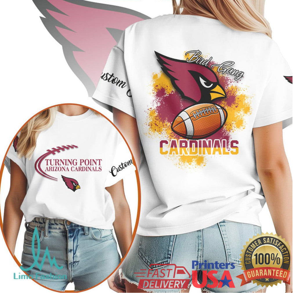 Arizona Cardinals Bird Gang Custom Football Fan White T Shirt - Limotees LLC