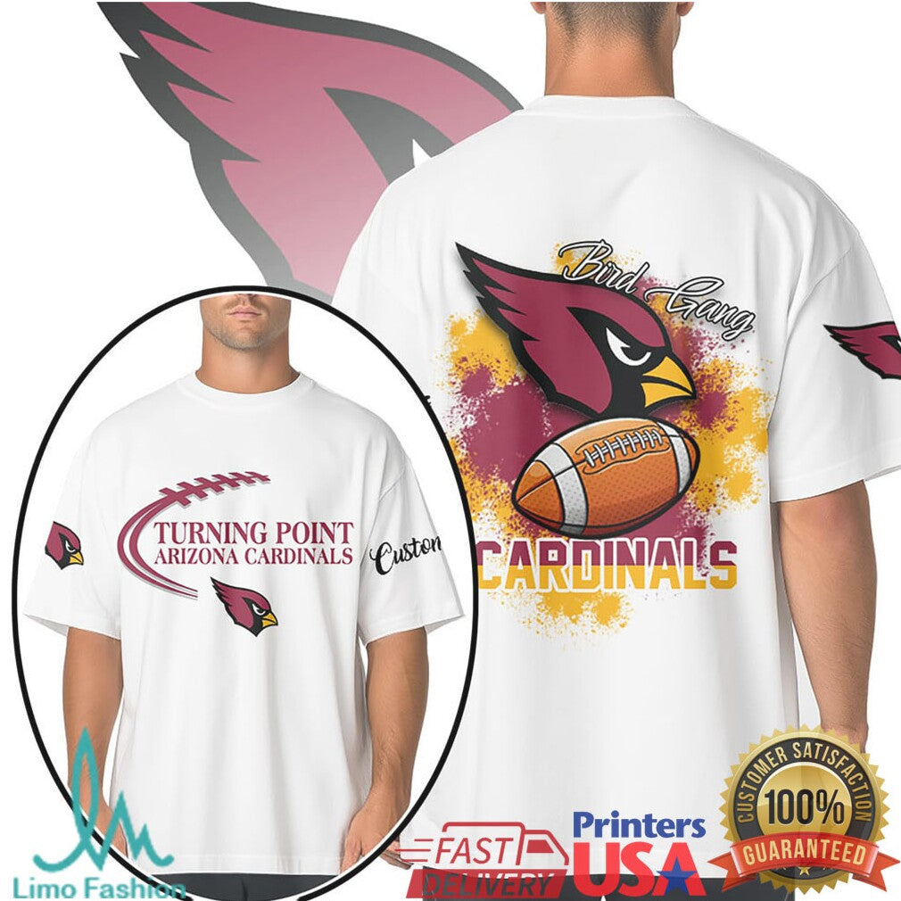 Arizona Cardinals Bird Gang Custom Football Fan White T Shirt - Limotees LLC