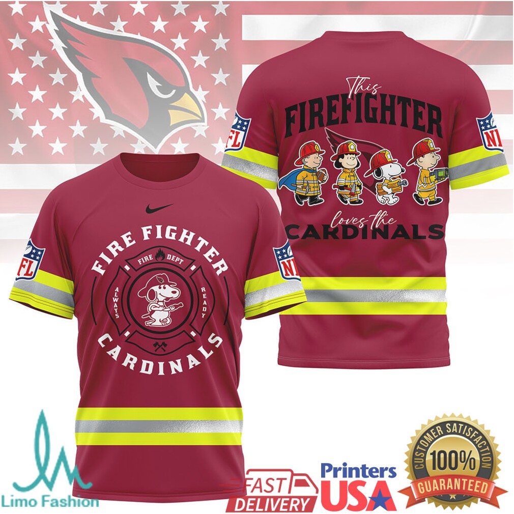 Arizona Cardinals Firefighter Snoopy Peanuts Fire Dept Apparel T Shirt - Limotees LLC