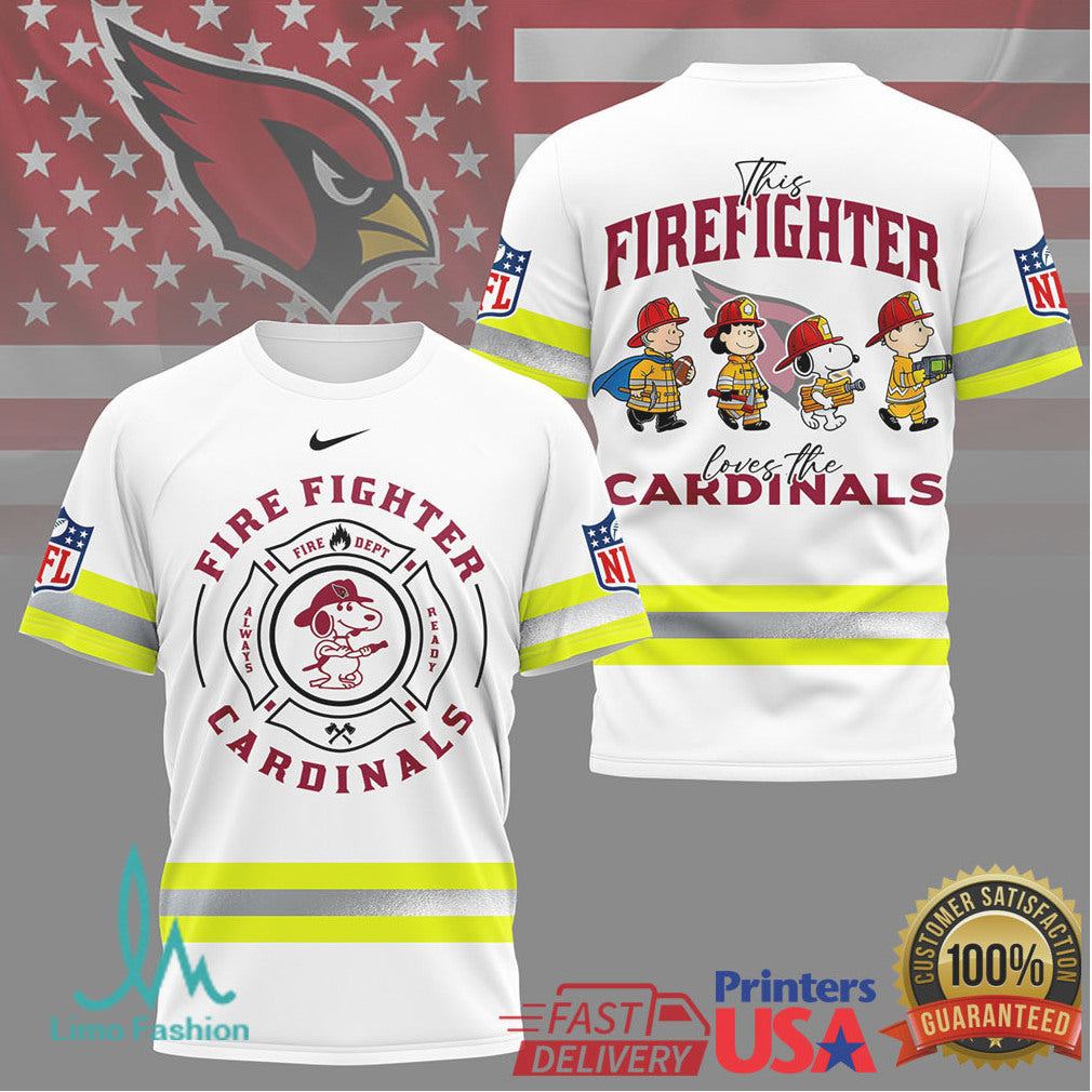 Arizona Cardinals Firefighter Snoopy Peanuts Fire Dept Apparel T Shirt - Limotees LLC