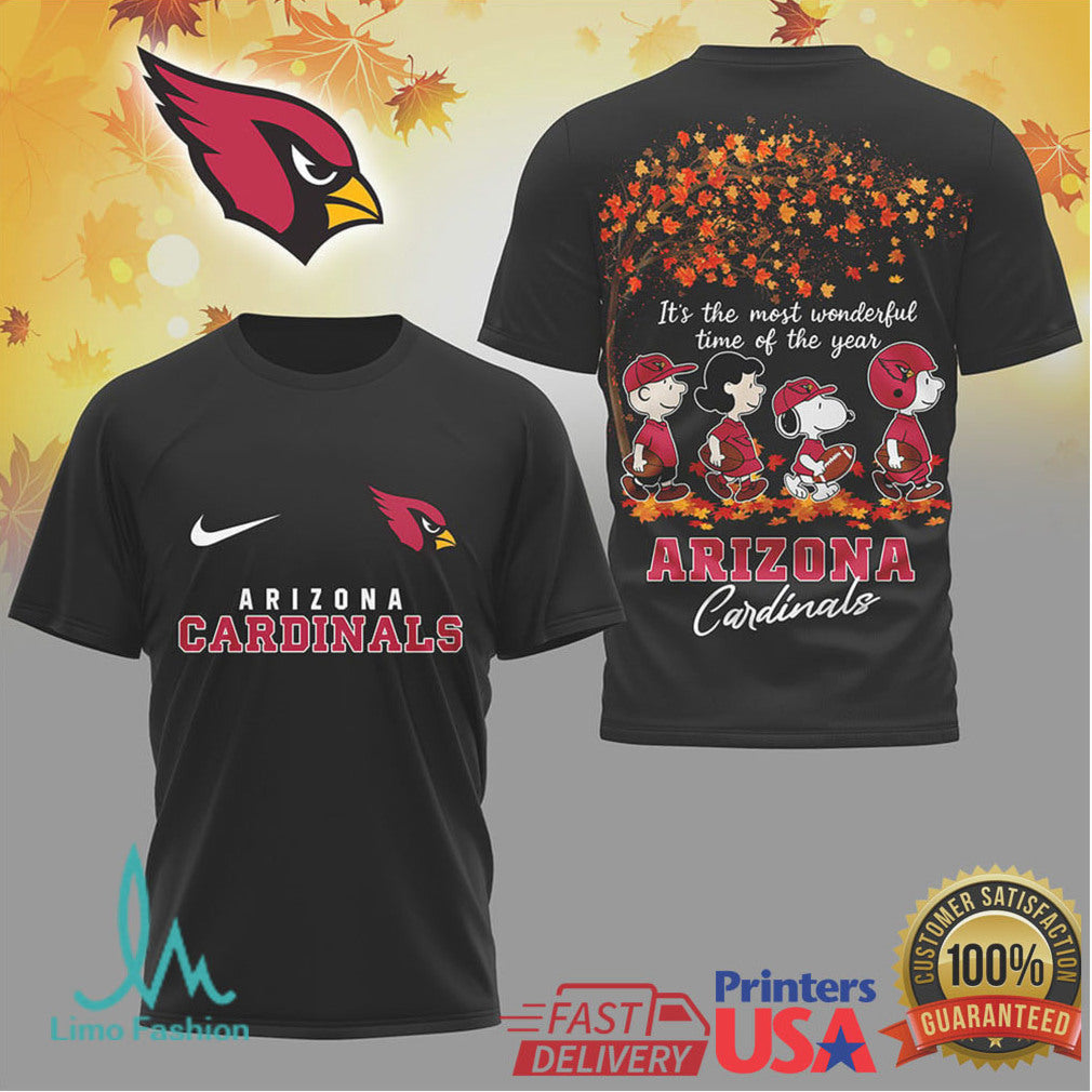 Arizona Cardinals Snoopy & Charlie Brown Fall Season T Shirt - Limotees LLC