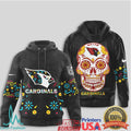 Arizona Cardinals Sugar Skull T Shirt NFL Mexican Folk Art Sportswear - Limotees LLC