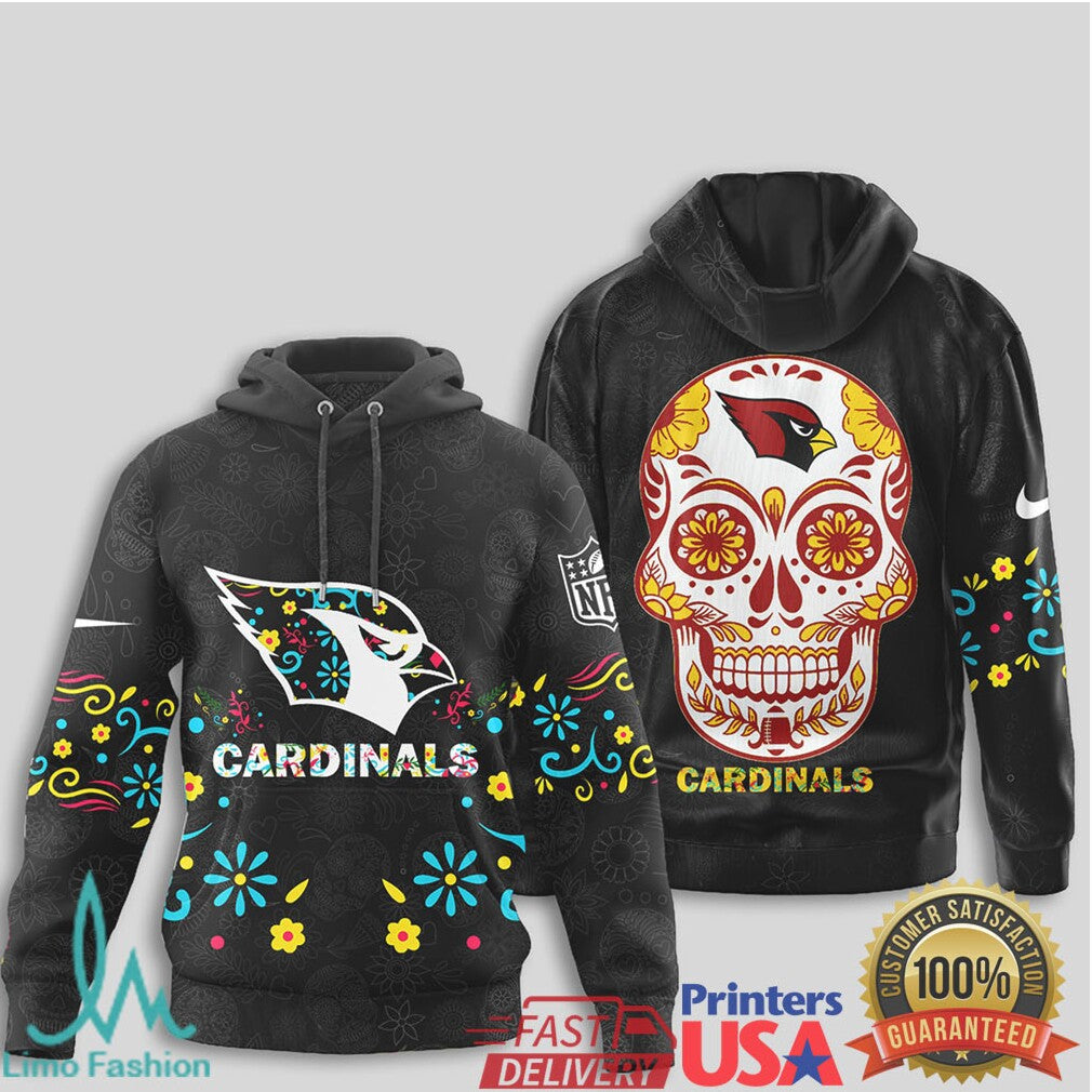 Arizona Cardinals Sugar Skull T Shirt NFL Mexican Folk Art Sportswear - Limotees LLC