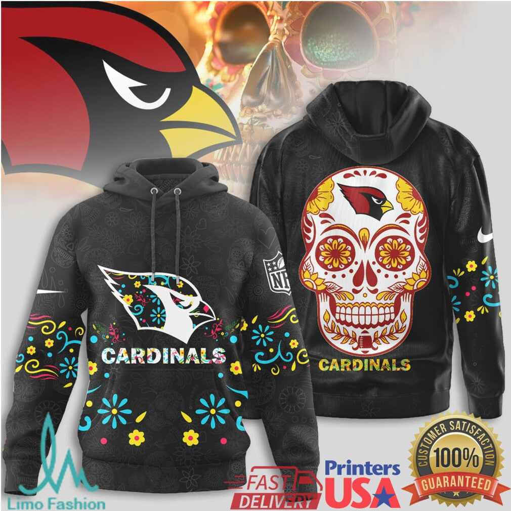 Arizona Cardinals Sugar Skull T Shirt NFL Mexican Folk Art Sportswear - Limotees LLC