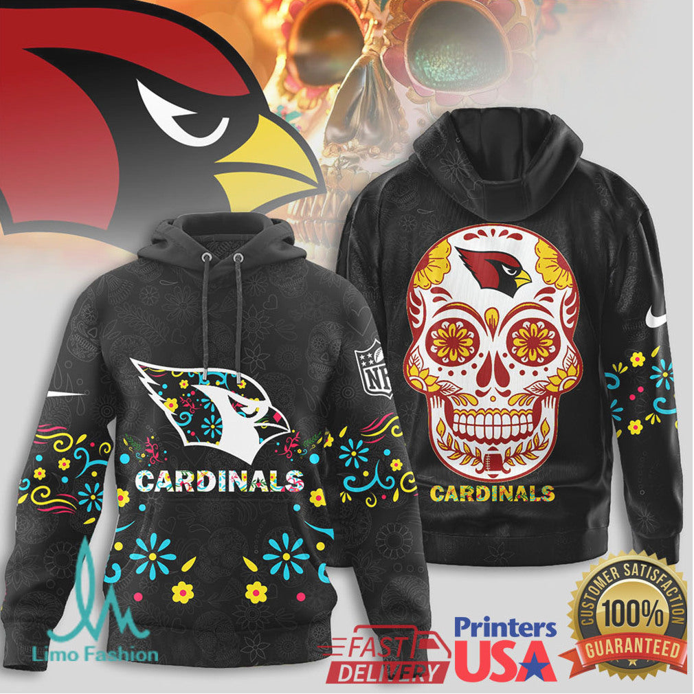 Arizona Cardinals Sugar Skull T Shirt NFL Mexican Folk Art Sportswear - Limotees LLC