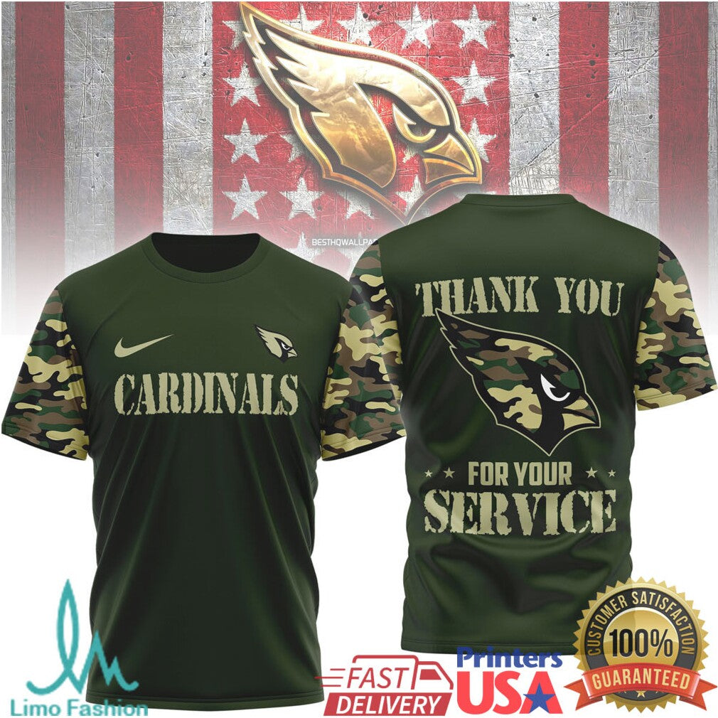 Arizona CardinalsOfficial NFL Camouflage Thank You For Service 3D Shirt - Limotees LLC