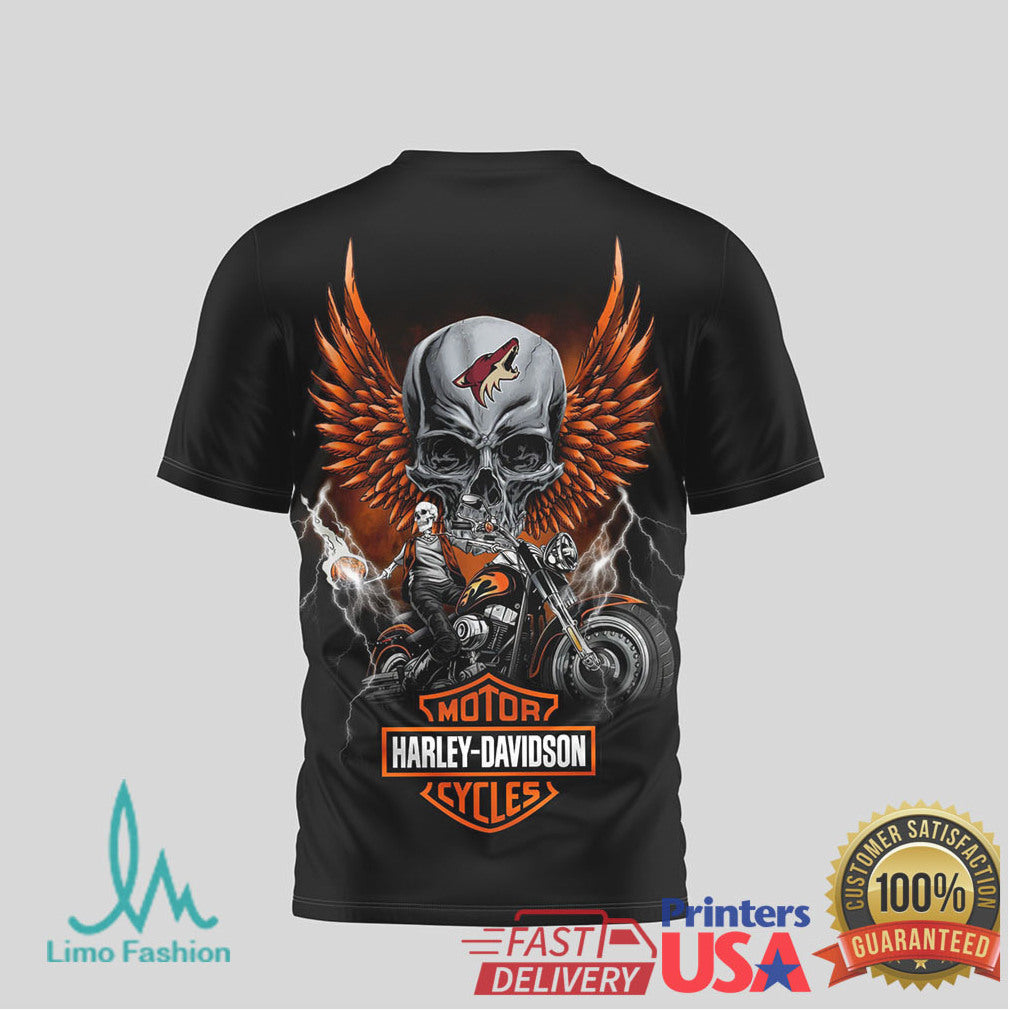 Arizona Coyotes Hockey x Harley Davidson Skull Biker T Shirt - Limotees LLC