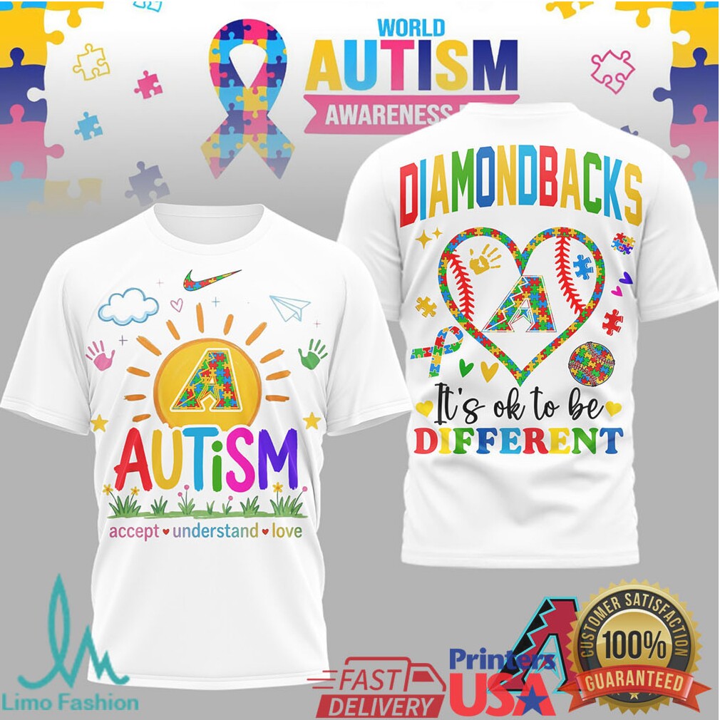 Arizona Diamondbacks MLB Autism Awareness T Shirt It's Ok To Be Different Accept Understand Love T Shirt - Limotees LLC