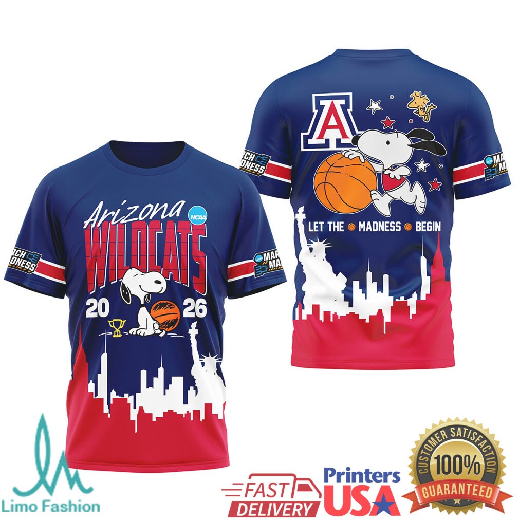 Arizona Wildcats 2026 NCAA March Madness Snoopy Basketball T shirt - Limotees LLC