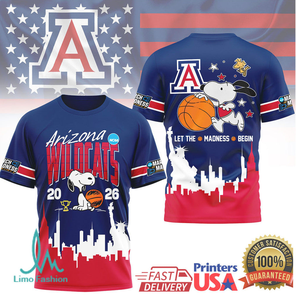 Arizona Wildcats 2026 NCAA March Madness Snoopy Basketball T shirt - Limotees LLC