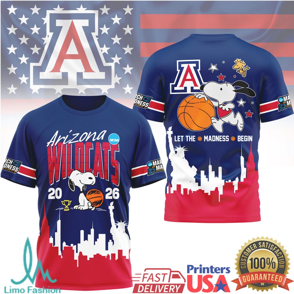 Arizona Wildcats 2026 NCAA March Madness Snoopy Basketball T shirt - Limotees LLC