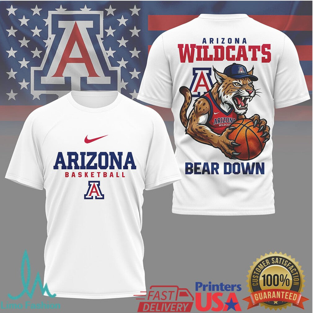 Arizona Wildcats Basketball Mascot Bear Down Sport T Shirt - Limotees LLC