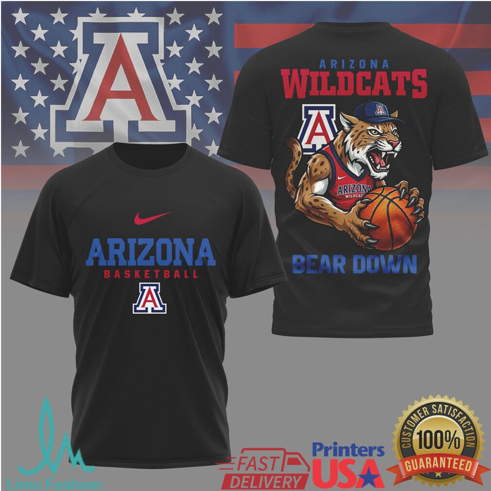 Arizona Wildcats Basketball Mascot Bear Down Sport T Shirt - Limotees LLC