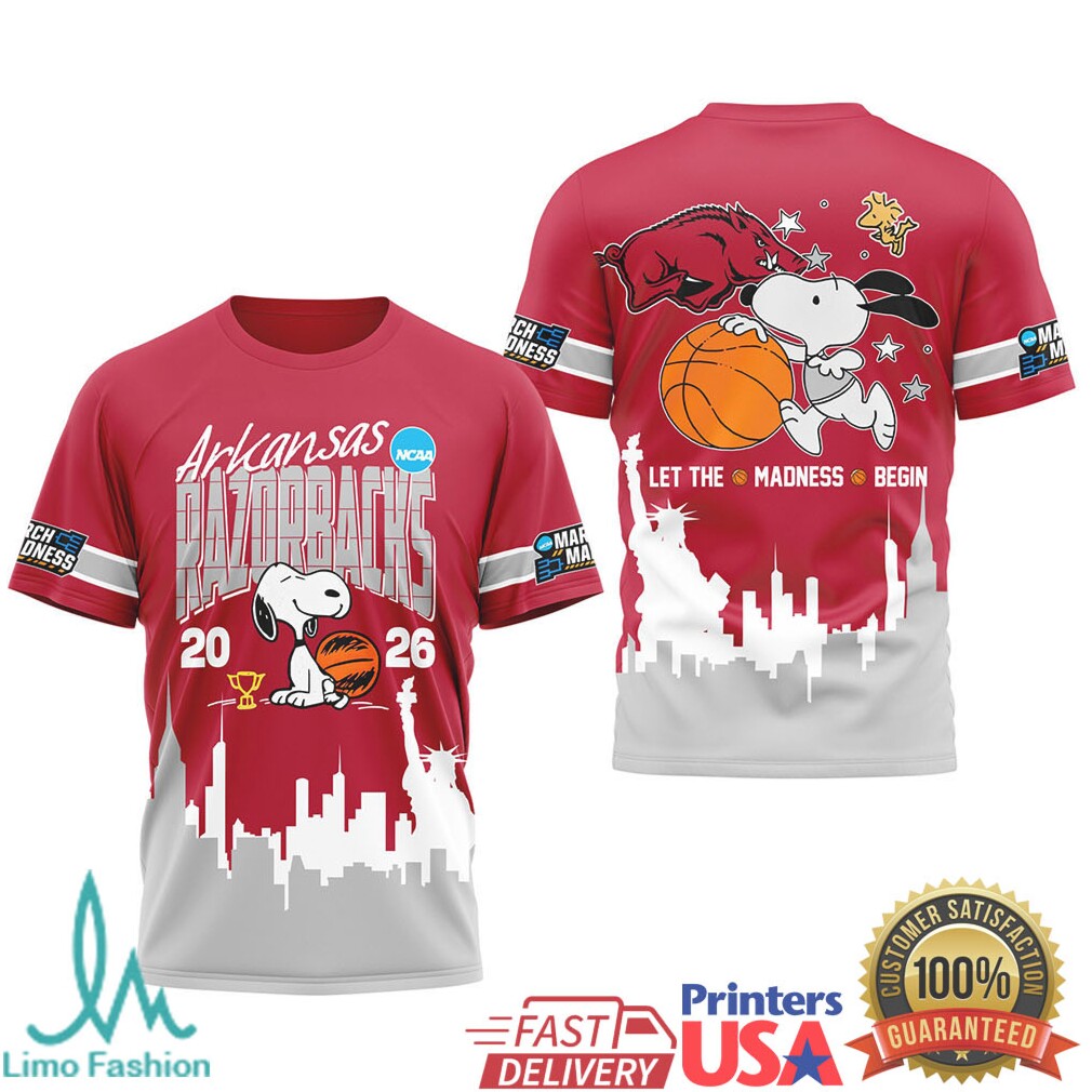 Arkansas Razorbacks 2026 NCAA March Madness Snoopy Basketball T shirt - Limotees LLC