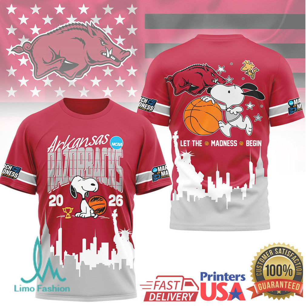 Arkansas Razorbacks 2026 NCAA March Madness Snoopy Basketball T shirt - Limotees LLC