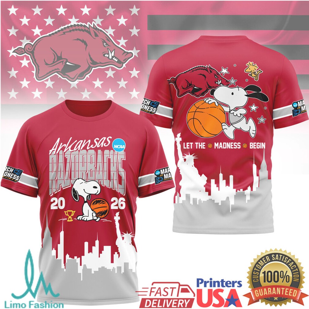Arkansas Razorbacks 2026 NCAA March Madness Snoopy Basketball T shirt - Limotees LLC