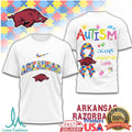Arkansas Razorbacks Autism Awareness Ribbon Graphic T Shirt - Limotees LLC