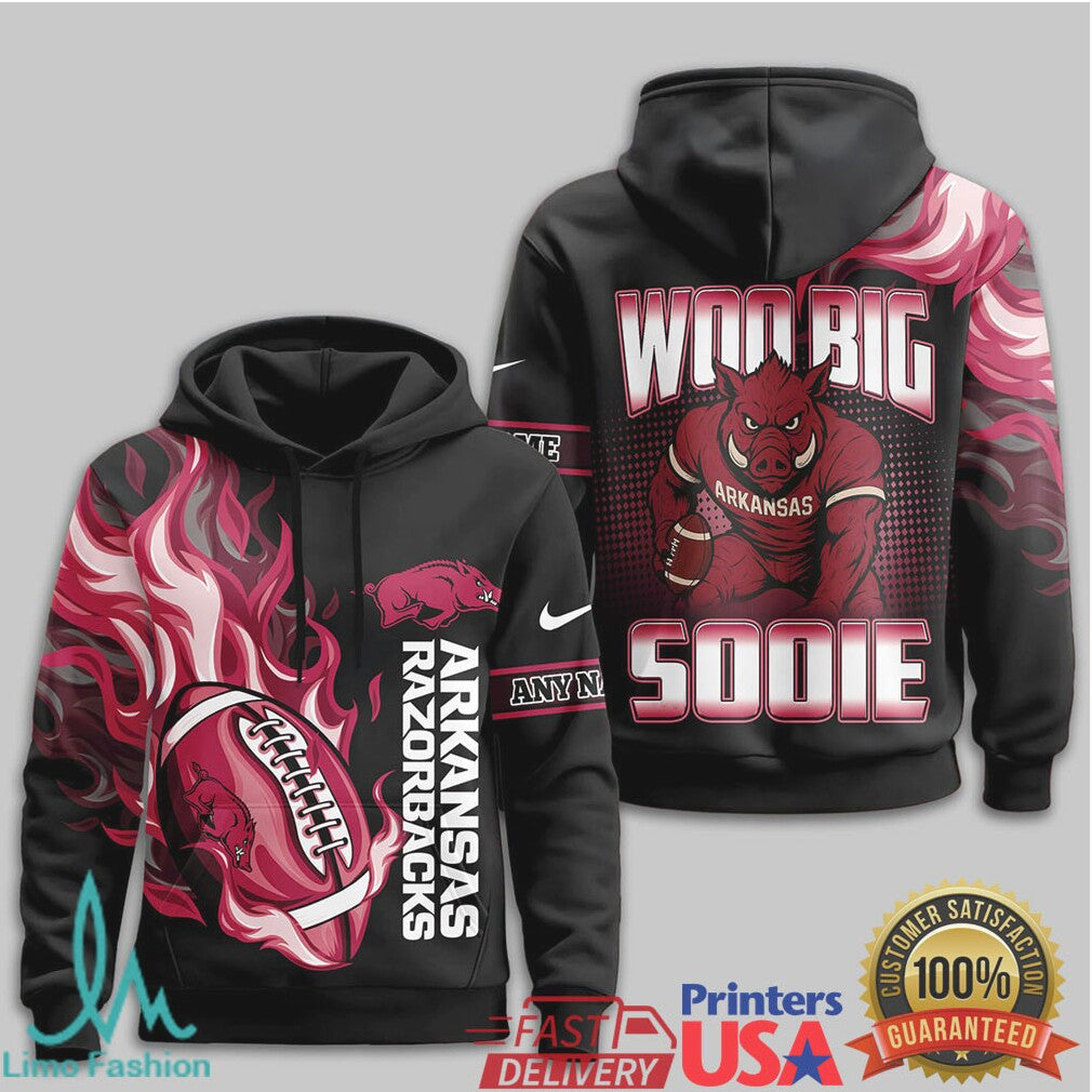 Arkansas Razorbacks Woo Pig Sooie Custom Name 3D T Shirt - Limotees LLC