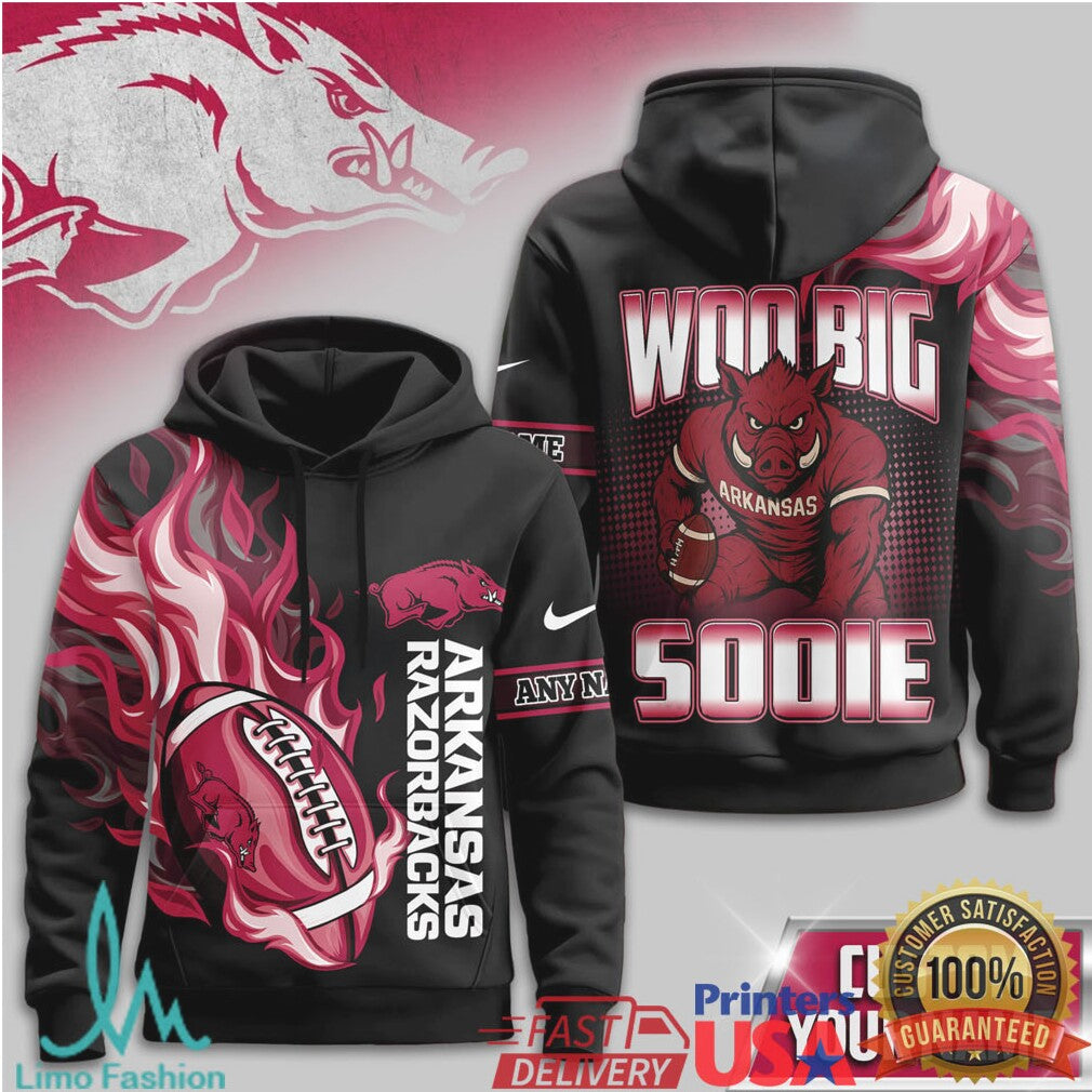 Arkansas Razorbacks Woo Pig Sooie Custom Name 3D T Shirt - Limotees LLC