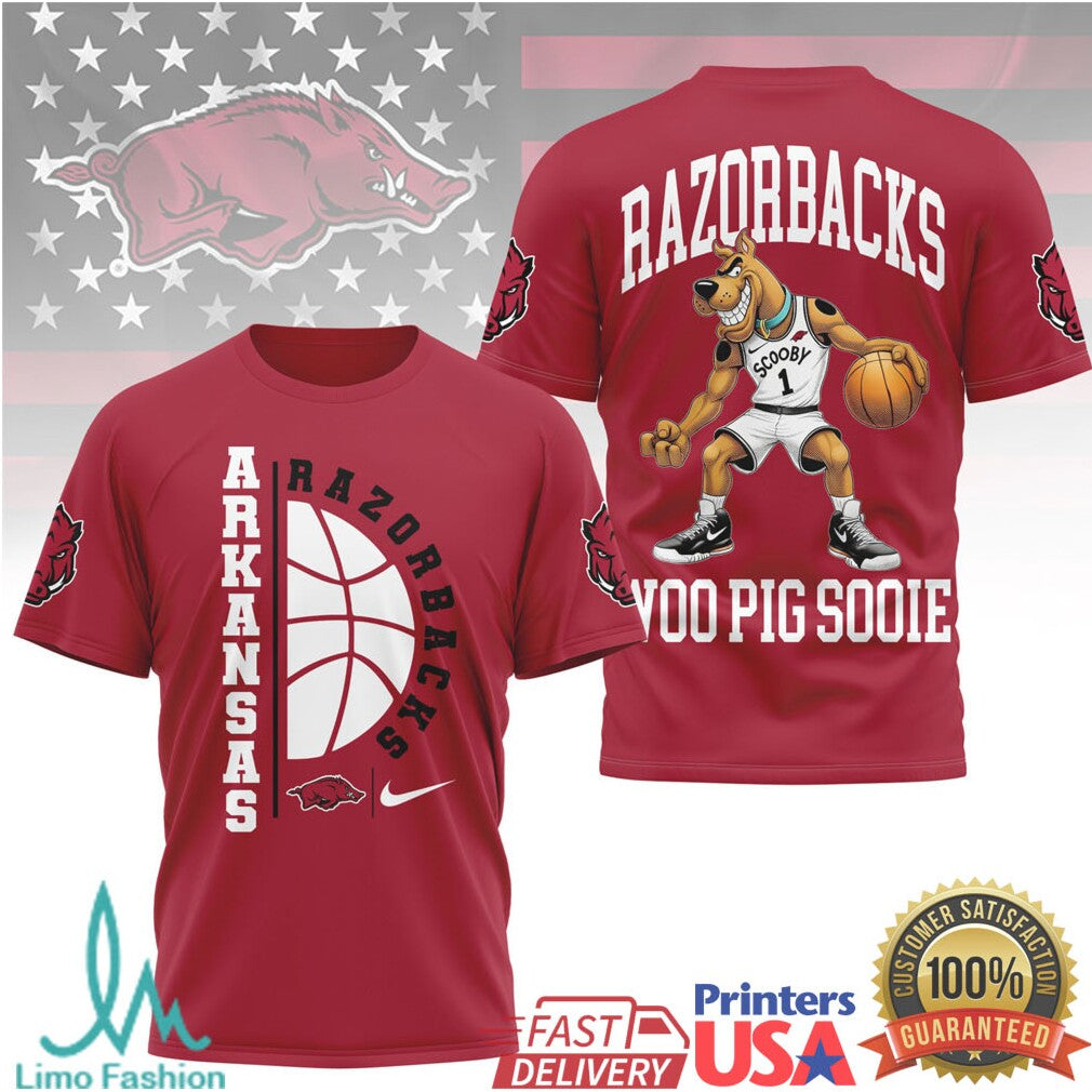 Arkansas Razorbacks Woo Pig Sooie Scooby Doo Basketball Tee - Limotees LLC