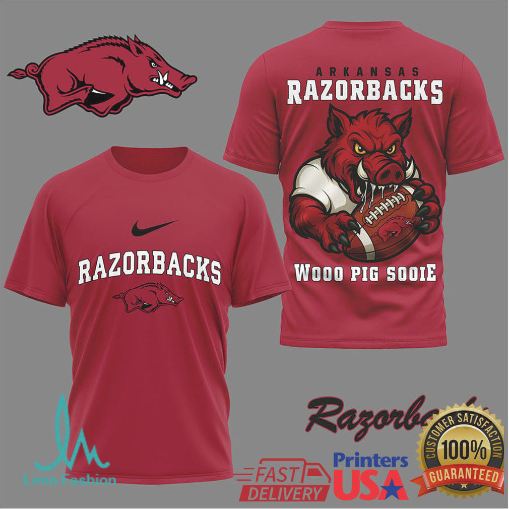 Arkansas Razorbacks “Wooo Pig Sooie” Mascot Graphic T Shirt - Limotees LLC