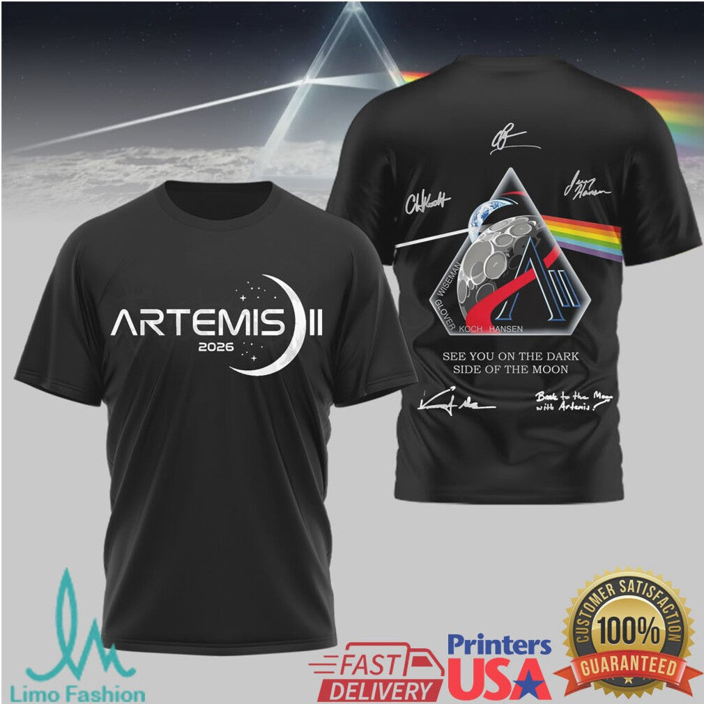 Artemis II 2026 Dark Side of the Moon NASA Mission Black T Shirt - Limotees LLC