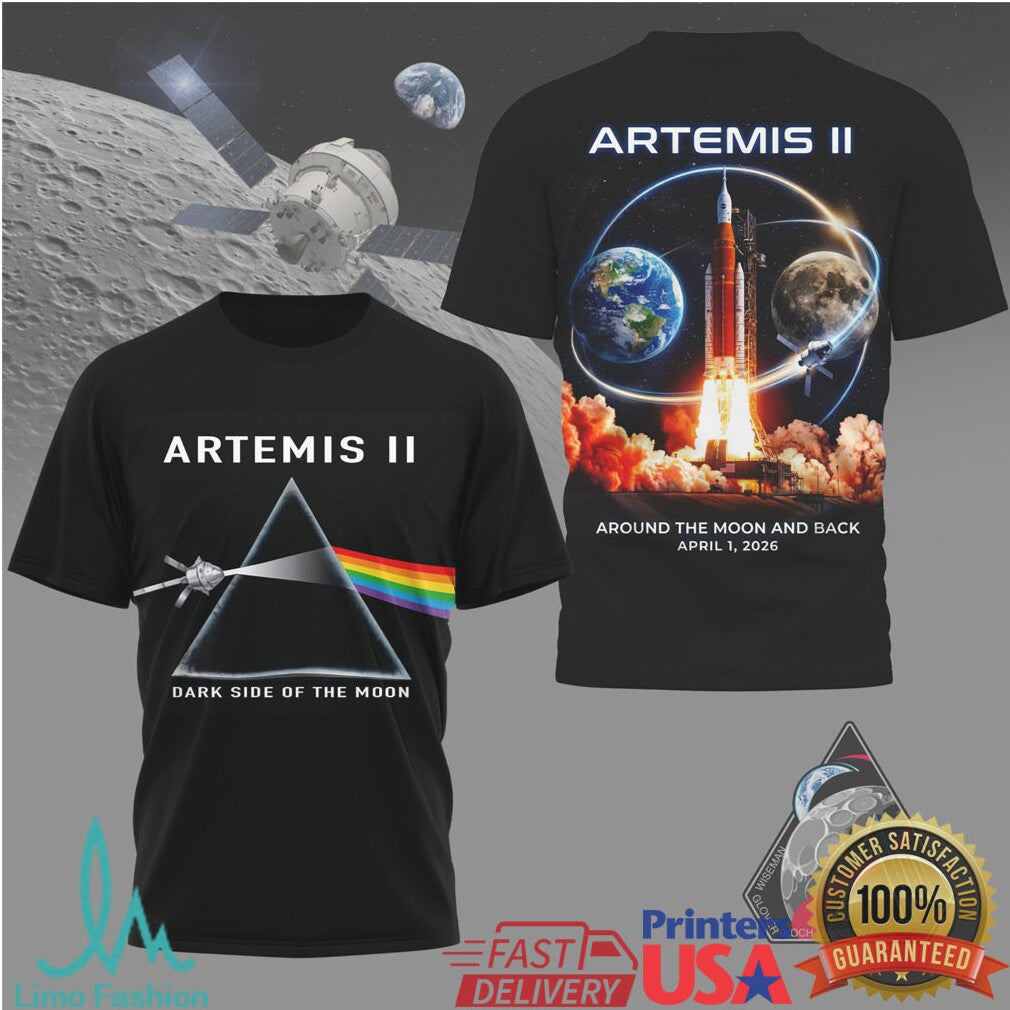 Artemis II NASA Mission Dark Side of the Moon Rocket Launch T Shirt - Limotees LLC