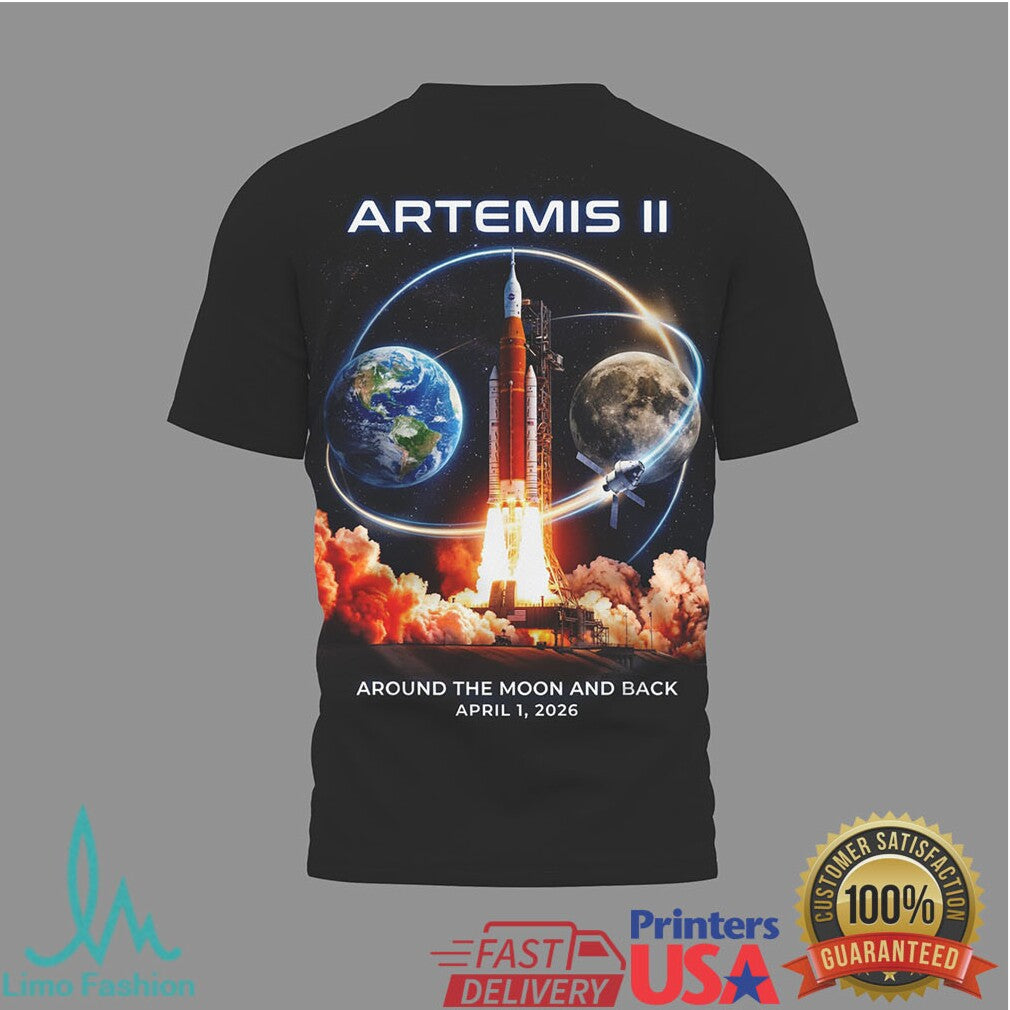 Artemis II NASA Mission Dark Side of the Moon Rocket Launch T Shirt - Limotees LLC