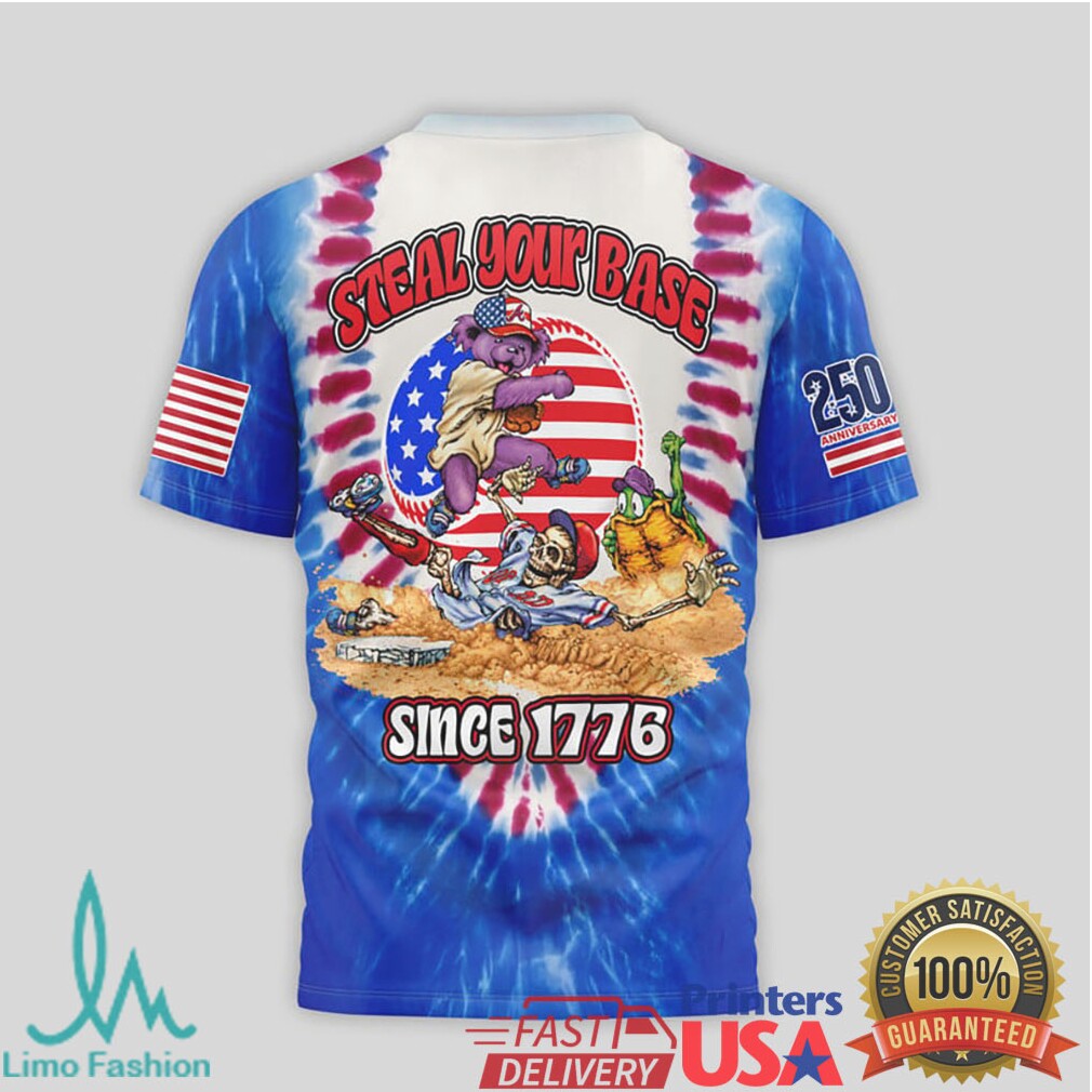 Atlanta Braves Steal Your Base Grateful Dead Patriotic Tie Dye T Shirt - Limotees LLC