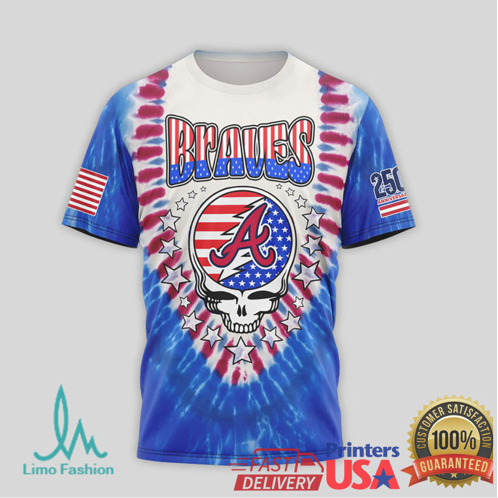 Atlanta Braves Steal Your Base Grateful Dead Patriotic Tie Dye T Shirt - Limotees LLC