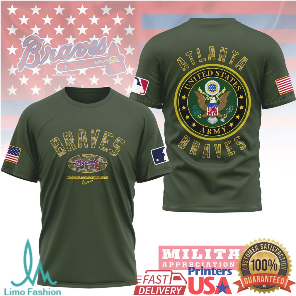 Atlanta Braves US Army Military Appreciation Night Olive T Shirt - Limotees LLC