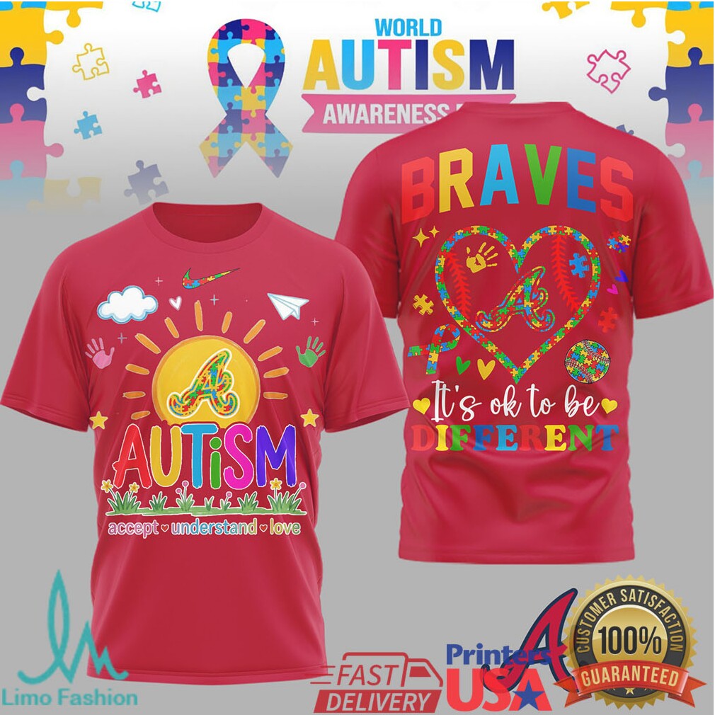 Atlanta Braves World Autism Awareness Day “It's OK To Be Different” T Shirt - Limotees LLC