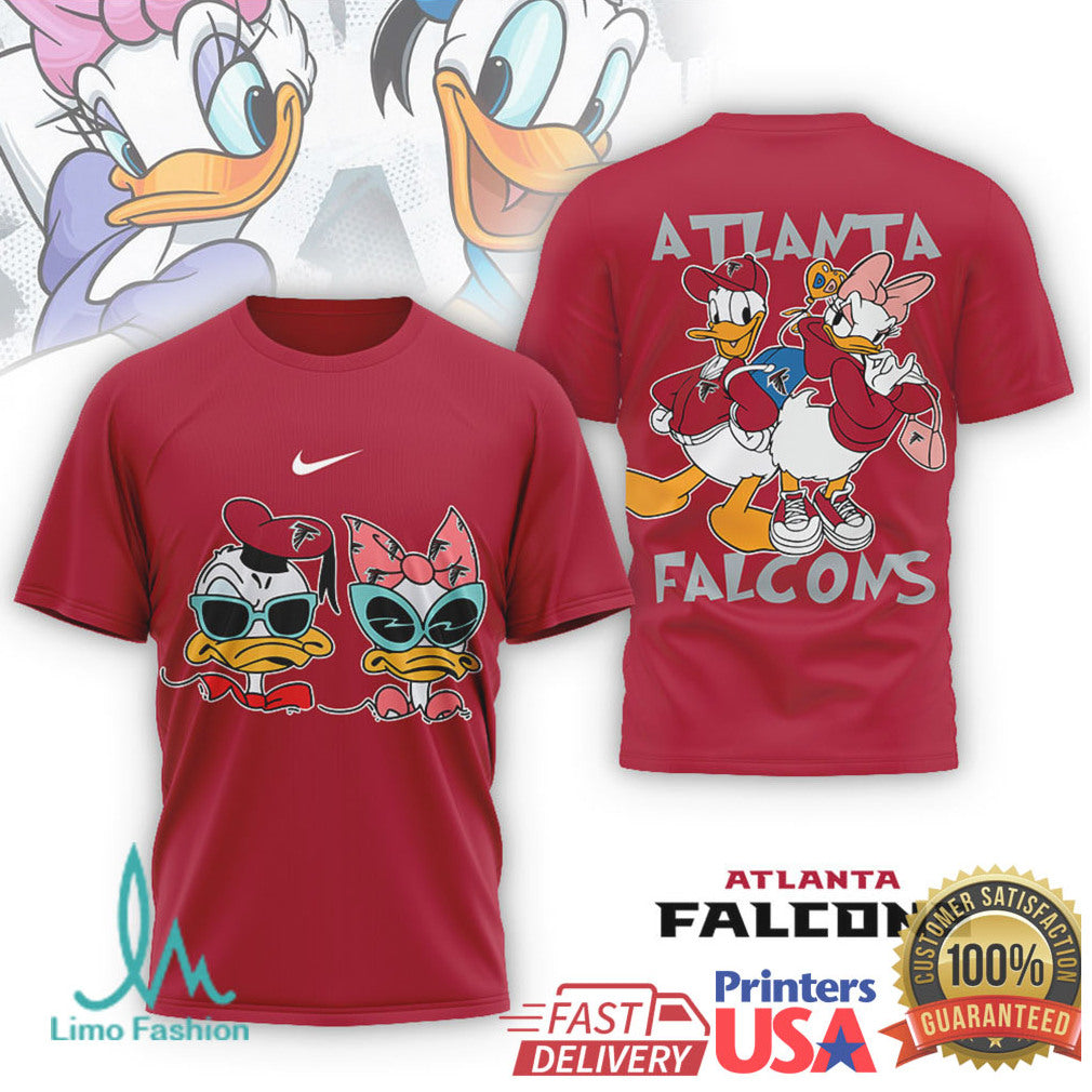 Atlanta Falcons Donald & Daisy Duck Couple NFL Graphic T shirt - Limotees LLC