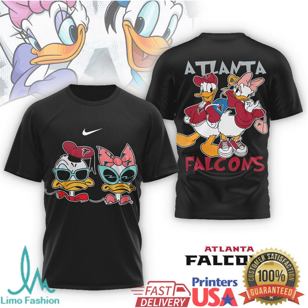 Atlanta Falcons Donald & Daisy Duck Couple NFL Graphic T shirt - Limotees LLC