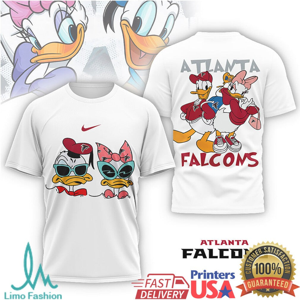 Atlanta Falcons Donald & Daisy Duck Couple NFL Graphic T shirt - Limotees LLC