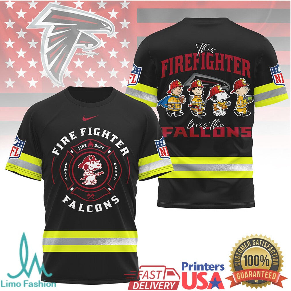 Atlanta Falcons Firefighter Snoopy Peanuts Fire Dept Graphic T Shirt - Limotees LLC