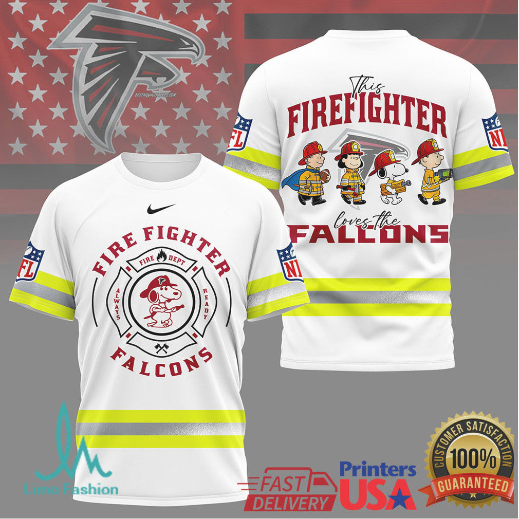Atlanta Falcons Firefighter Snoopy Peanuts Fire Dept Graphic T Shirt - Limotees LLC