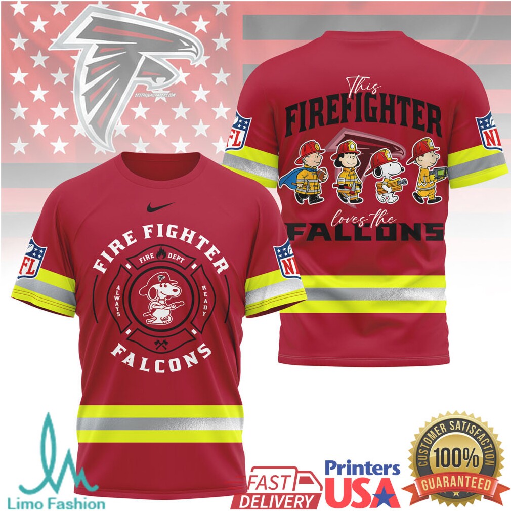 Atlanta Falcons Firefighter Snoopy Peanuts Fire Dept Graphic T Shirt - Limotees LLC