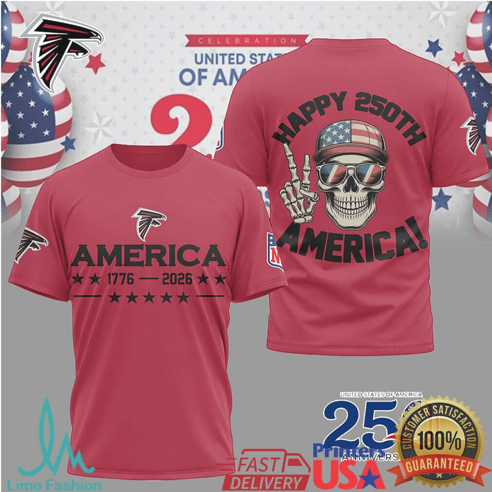 Atlanta Falcons Happy 250th Anniversary America 1776 2026 Patriotic T Shirt - Limotees LLC