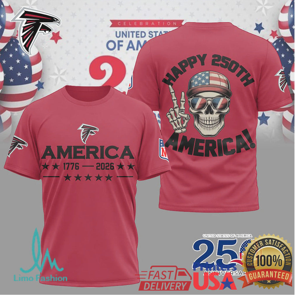 Atlanta Falcons Happy 250th Anniversary America 1776 2026 Patriotic T Shirt - Limotees LLC