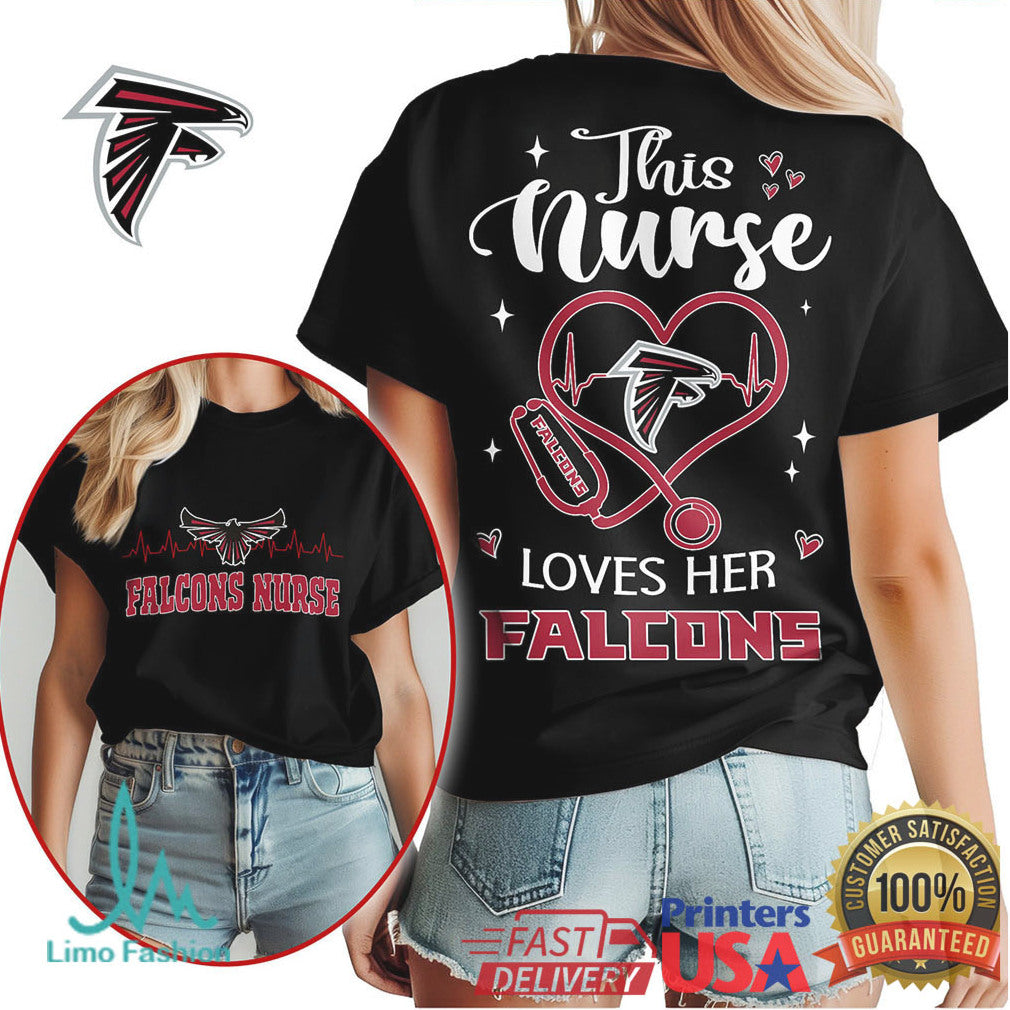 Atlanta Falcons Nurse Loves Her Falcons T Shirt Design - Limotees LLC