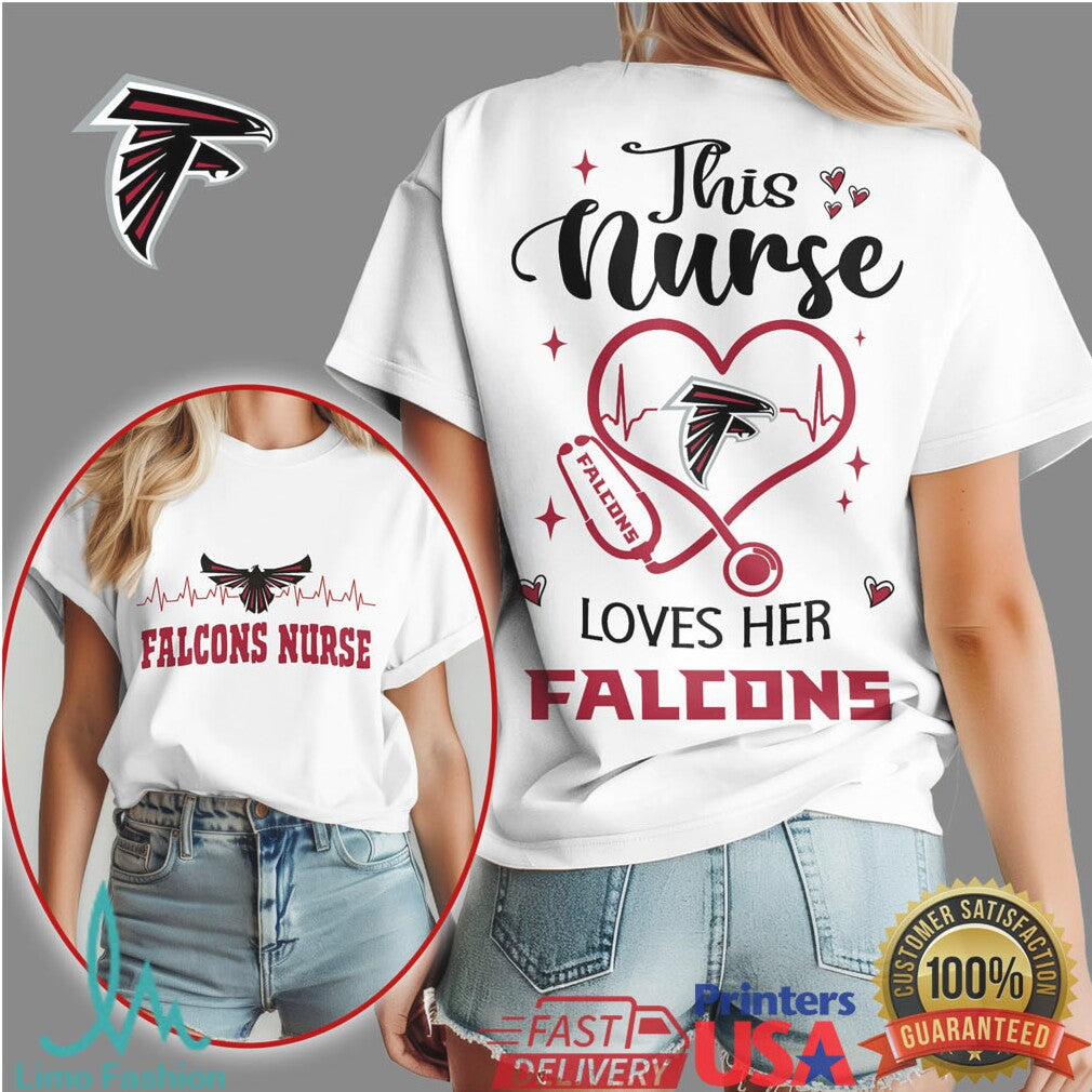 Atlanta Falcons Nurse Loves Her Falcons T Shirt Design - Limotees LLC