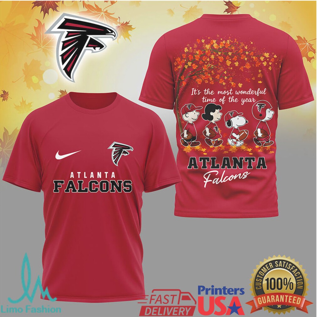 Atlanta Falcons Snoopy Peanuts Fall Themed Graphic T Shirt - Limotees LLC