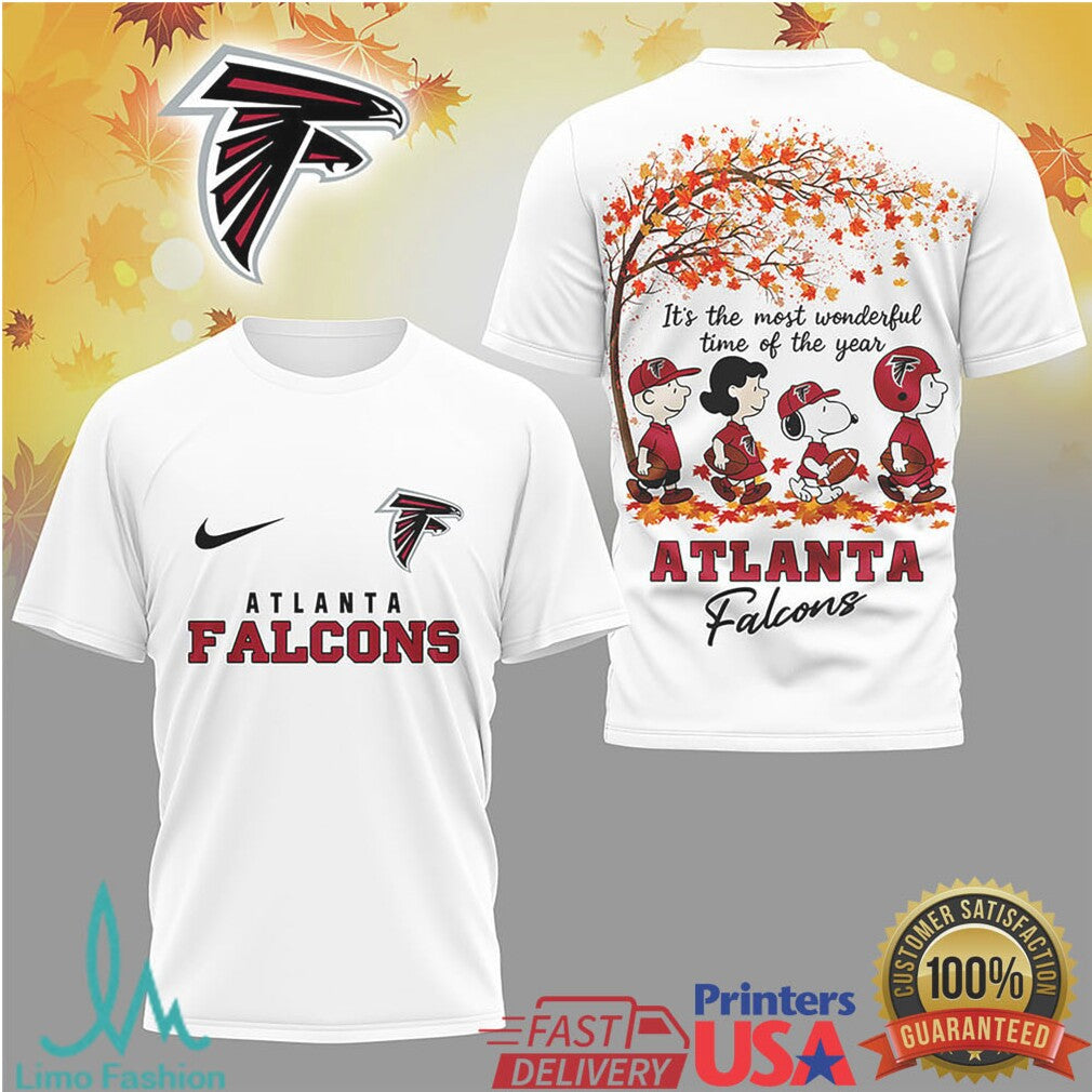 Atlanta Falcons Snoopy Peanuts Fall Themed Graphic T Shirt - Limotees LLC