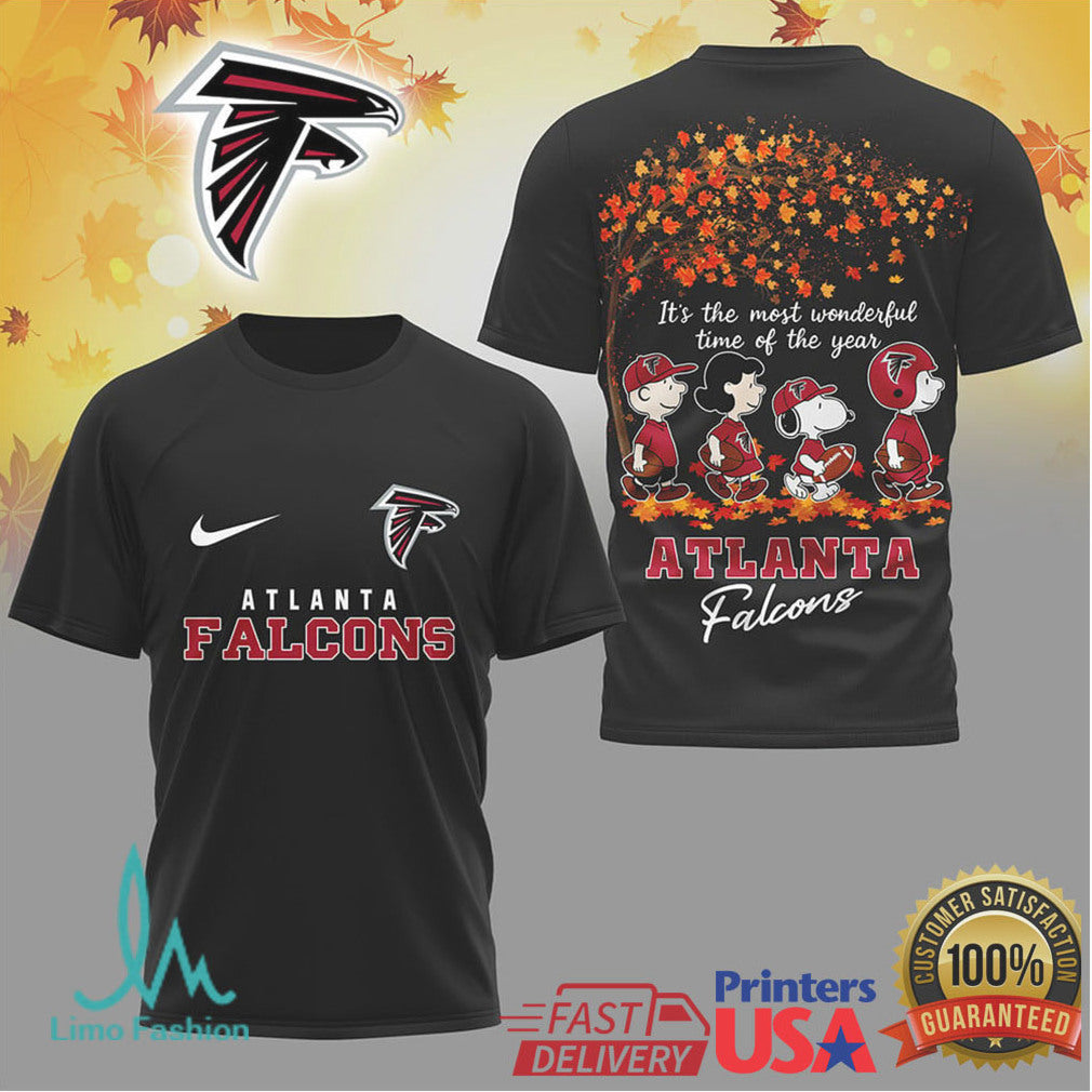 Atlanta Falcons Snoopy Peanuts Fall Themed Graphic T Shirt - Limotees LLC