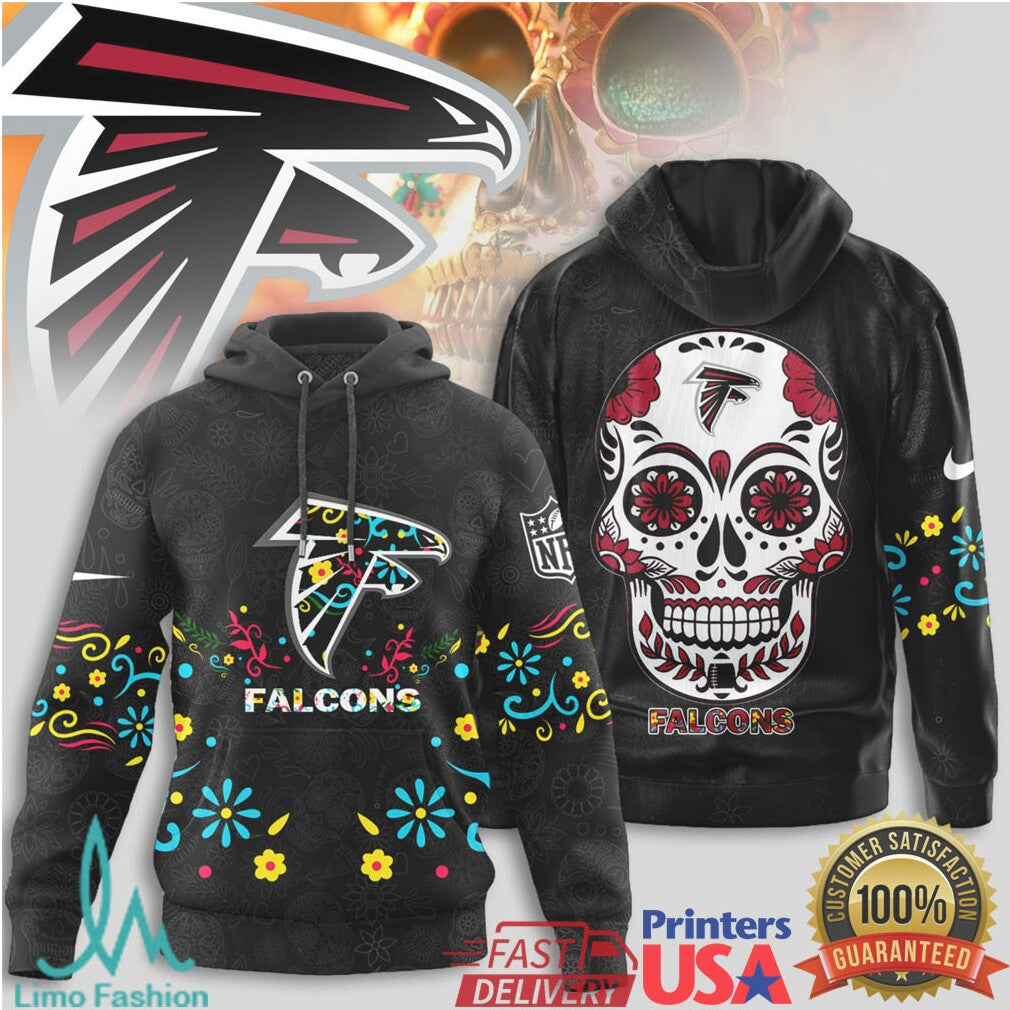 Atlanta Falcons Sugar Skull Dia De Los Muertos NFL T Shirt - Limotees LLC