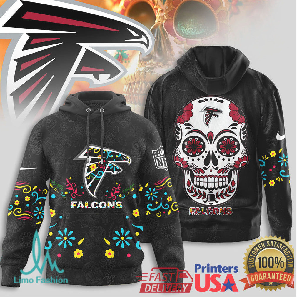 Atlanta Falcons Sugar Skull Dia De Los Muertos NFL T Shirt - Limotees LLC