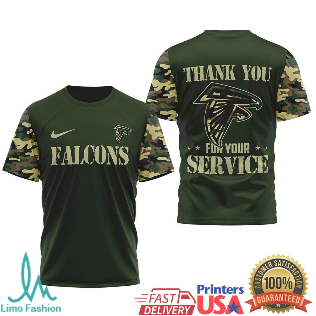 Atlanta FalconsOfficial NFL Camouflage Thank You For Service 3D Shirt - Limotees LLC