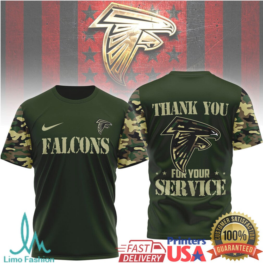 Atlanta FalconsOfficial NFL Camouflage Thank You For Service 3D Shirt - Limotees LLC